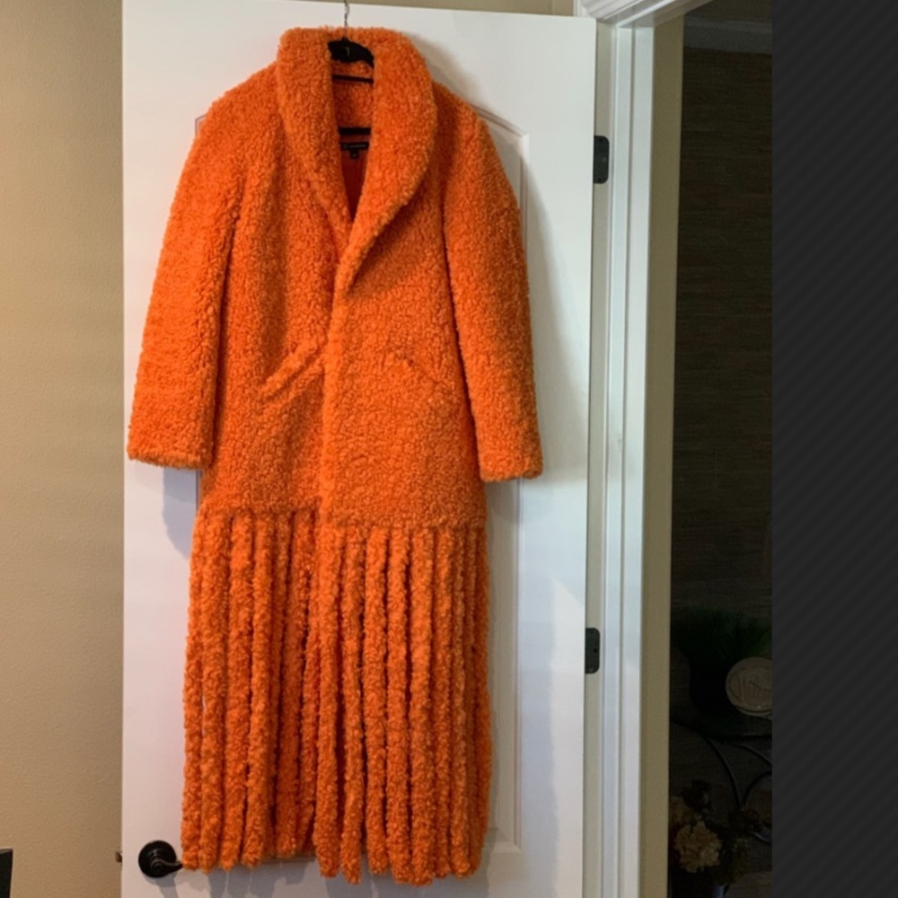 I.N.C International Concepts Faux Fur Fringe Trimmed Coat.